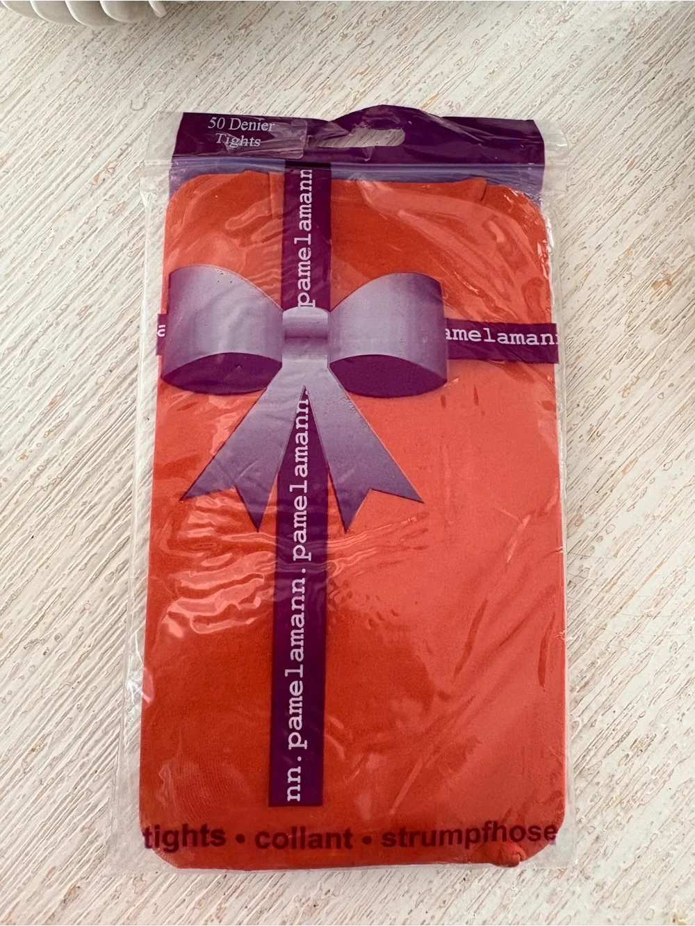 NWT Pamela Mann Rust Orange 50 Denier Tights One Size Made in Italy